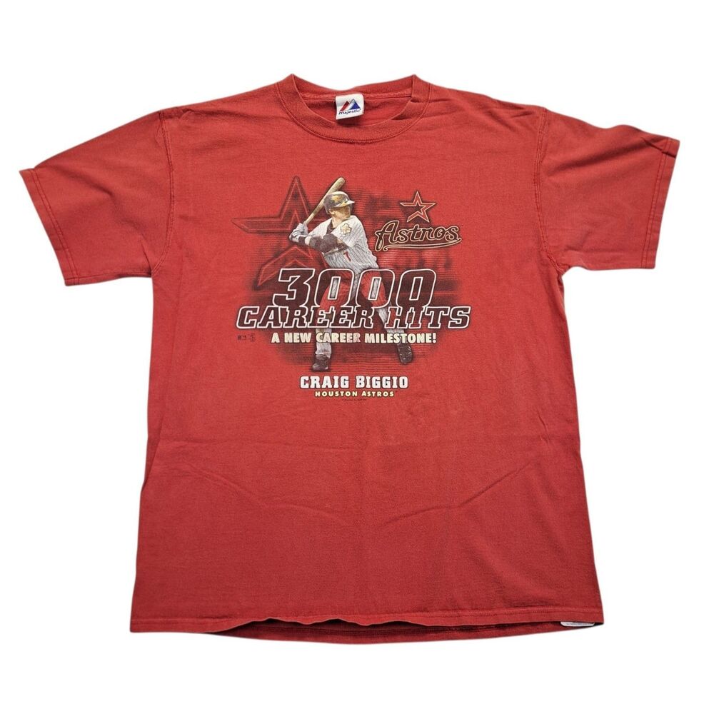 Craig Biggio Houston Astros 3000 Career Hits Majestic 2007 T-shirt Mens Large